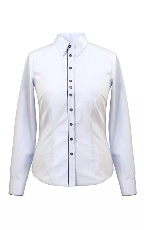 biała koszula z kontrastowymi guzikami