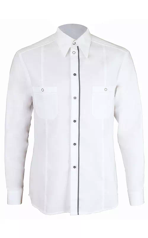 biała koszula z przeszyciami